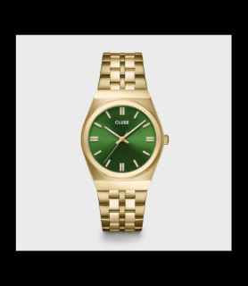 CLUSE Montre Retro 70s Watch Steel, Forest Green, Gold Colour