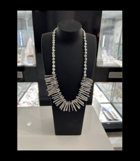 COLLIER DE PERLES DE CULTURE BAROQUES GRISES FERMOIR ARGENT MODELE EXCLUSIF
