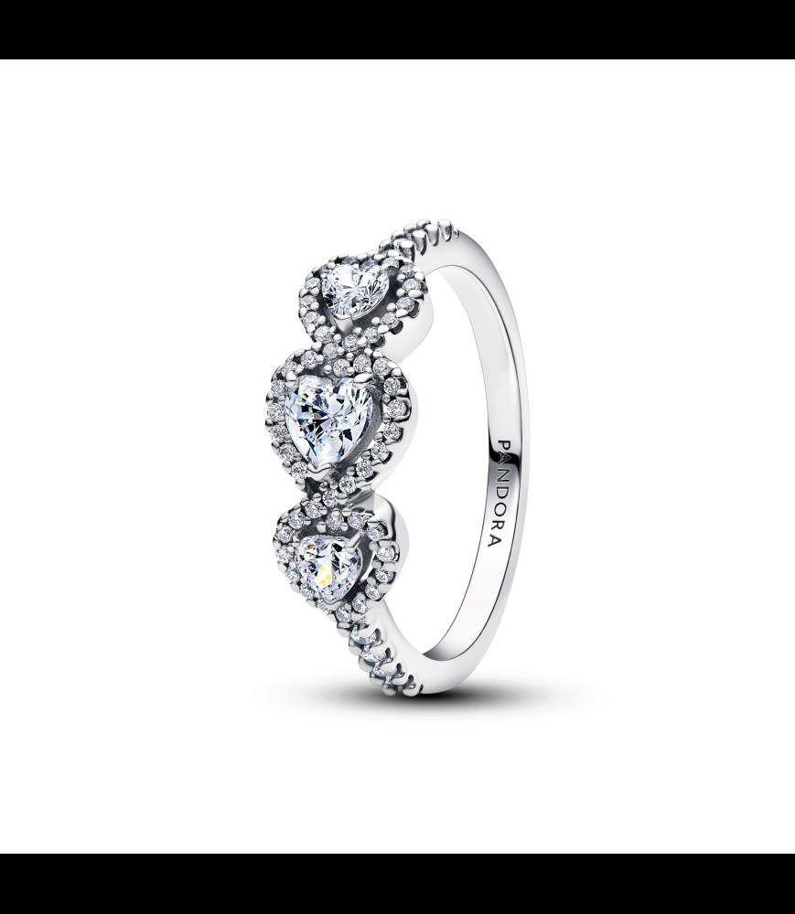 PANDORA Bague Trilogie Cœur Halo argent doigt 54   194413C01