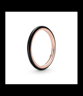 PANDORA Bague Résine Façon Émail Noire Pandora ME Métal doré à l'Or Rose 14 carats DOIGT 58
