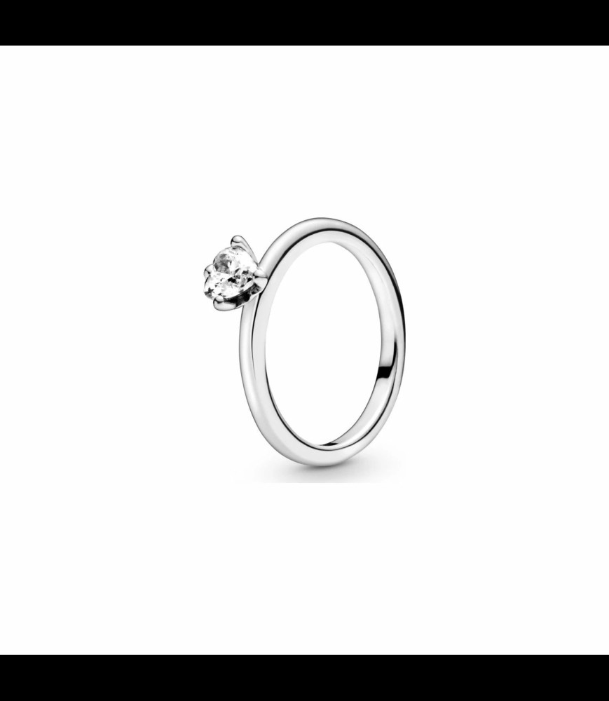 PANDORA bague pierre blanche forme coeur  taille 52