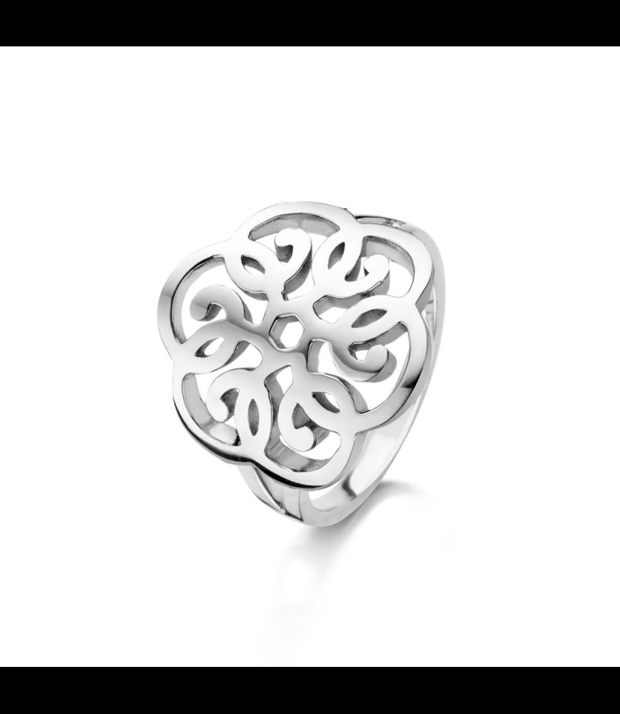 NAIOMY Bague tout argent motif fleur taille 52 uniquement