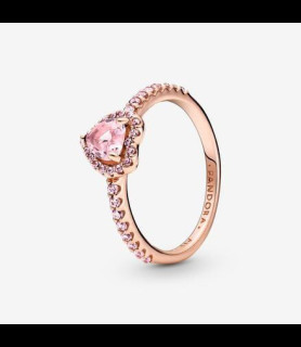 PANDORA Bague Cœur Surélevé Scintillant Métal doré à l'Or Rose 14 carats TAILLE 50