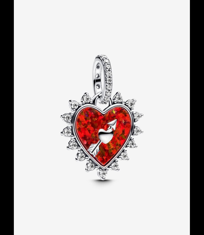 PANDORA Charm Pendant Cœur Flèche Pivotante Argent Massif