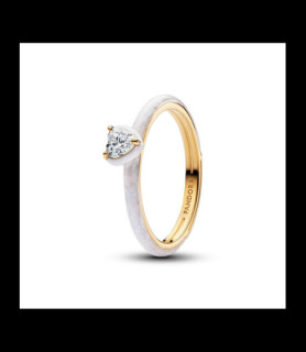 PANDORA Bague Cœur Chakra Blanc Métal doré à l'Or 14 carats TAILLE 52
