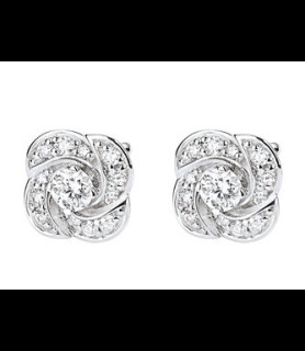 BOUCLES D OREILLES OR BLANC 18 CTS DIAMANTS 0.20 CTS