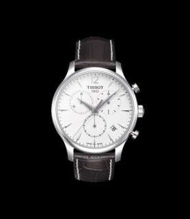TISSOT Montre en cuir pour homme, couleur café,