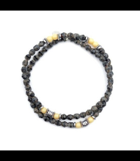 TETES BLONDES SHARKY RANGIROA Gris pepper Collier et Bracelet 2 tours