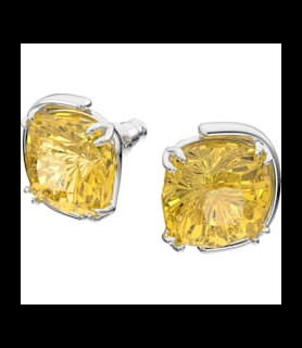 SWAROVSKI Clous d'oreilles Harmonia Taille coussin, Jaunes, Métal rhodié