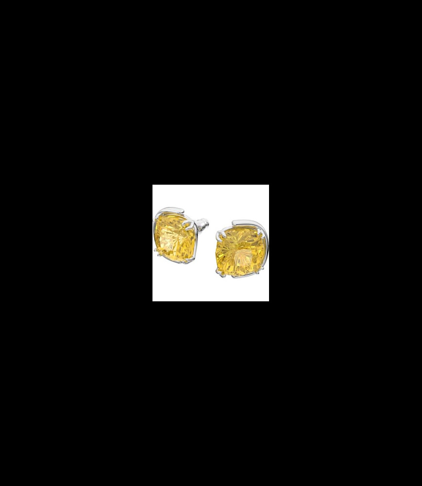 SWAROVSKI Clous d'oreilles Harmonia Taille coussin, Jaunes, Métal rhodié