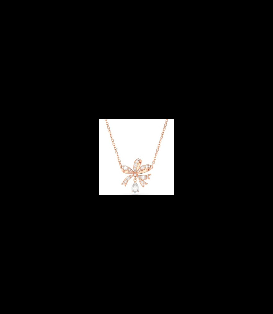 SWAROVSKI Collier Volta Nœud, Petit, Blanc, Placage de ton or rosé
