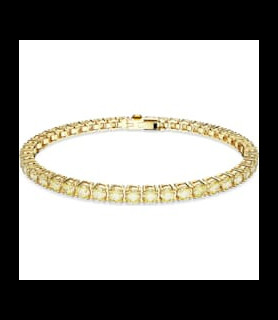 SWAROVSKI Bracelet Matrix Tennis Coupe ronde, Petit, Jaune, Placage de ton or