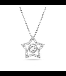 SWAROVSKI Pendentif Stella Étoile, Blanc, Métal rhodié