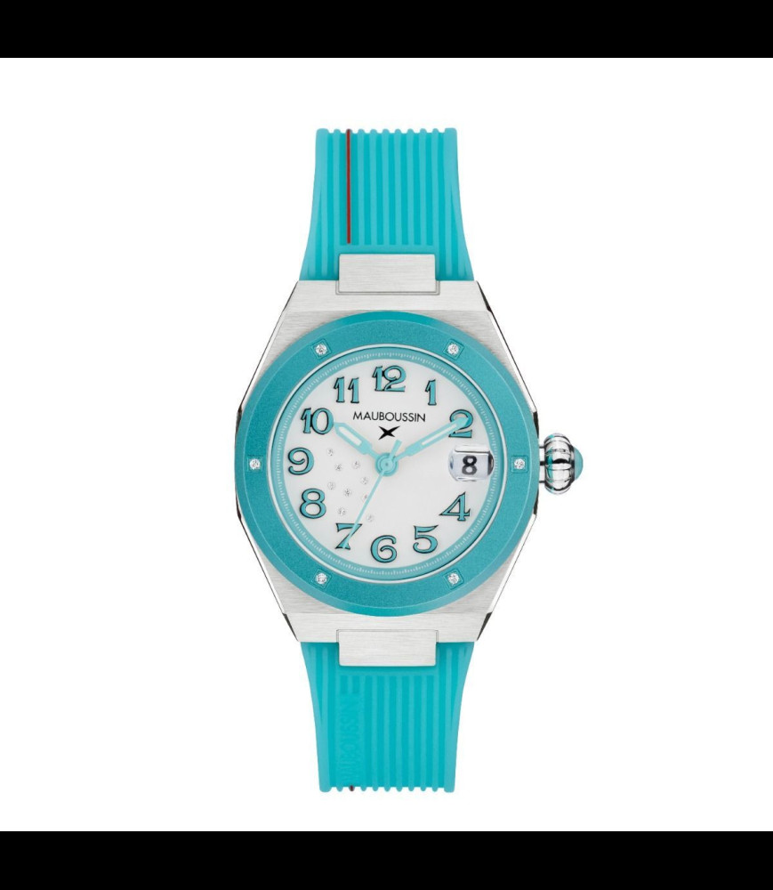MAUBOUSSIN Montre KAB femme turquoise Acier, diamants et bracelet silicone turquoise