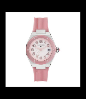 MAUBOUSSIN Montre KAB femme rose Acier, diamants et bracelet silicone rose