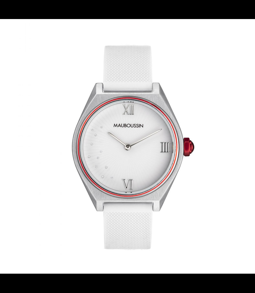 MAUBOUSSIN Montre Elle a mis le feu blanche Aluminium et silicone blanche