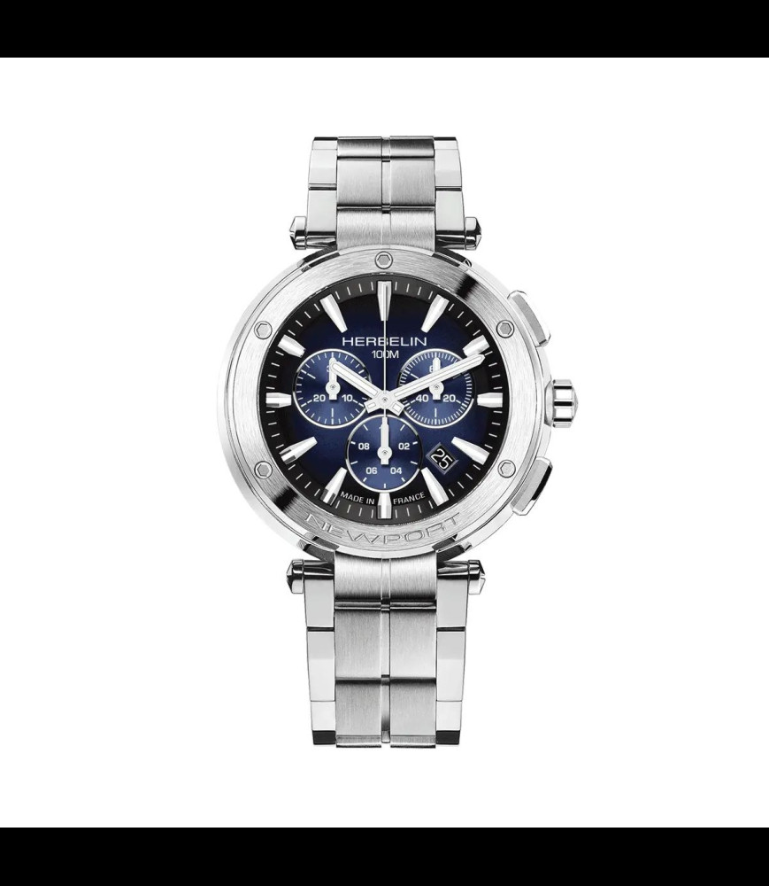 HERBELIN NEWPORT – CHRONONOGRAPHE – ACIER & NOIR