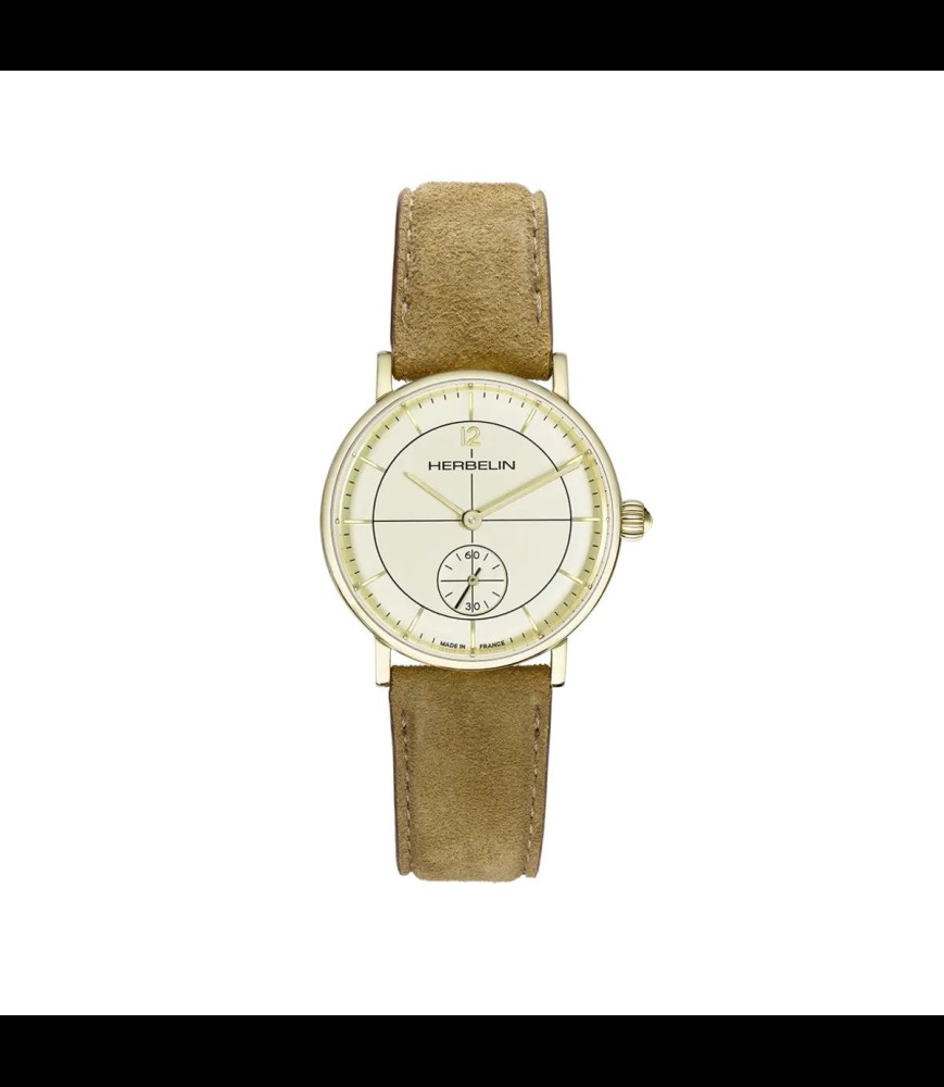 HERBELIN MONTRE INSPIRATION – PETITE SECONDE – DORÉ & CUIR SUÉDÉ