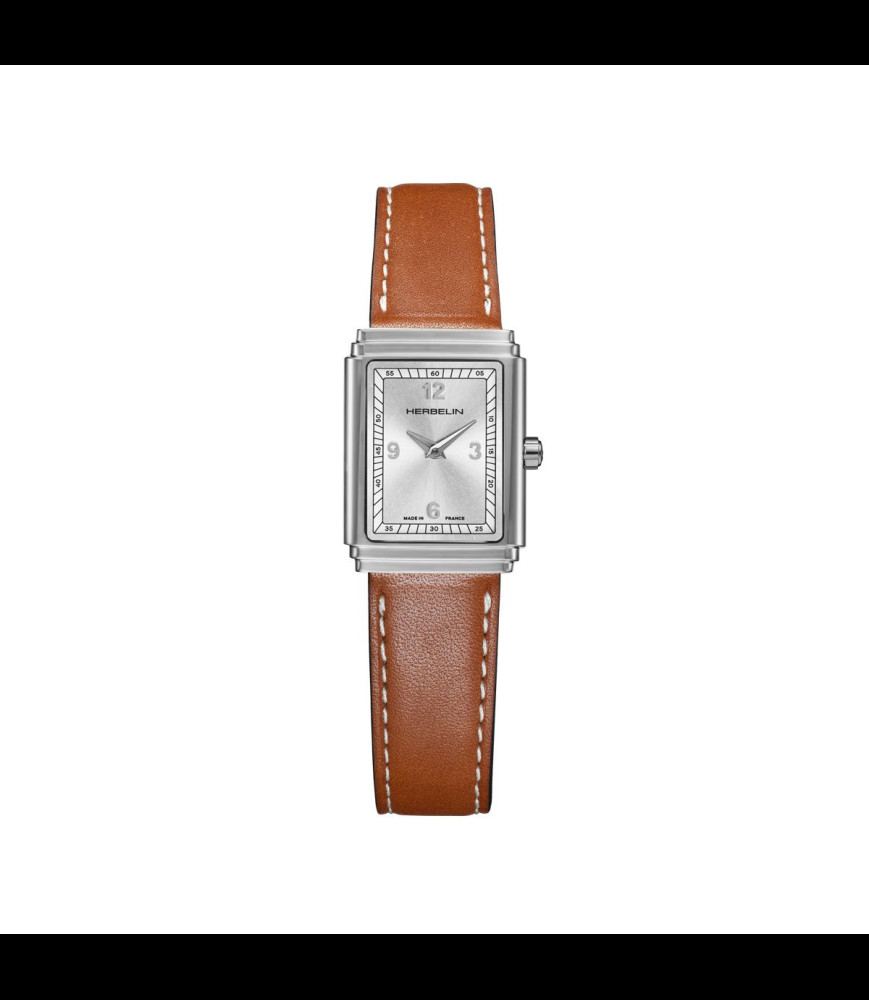 HERBELIN ART DÉCO – 1925’S – ACIER & CUIR CAMEL