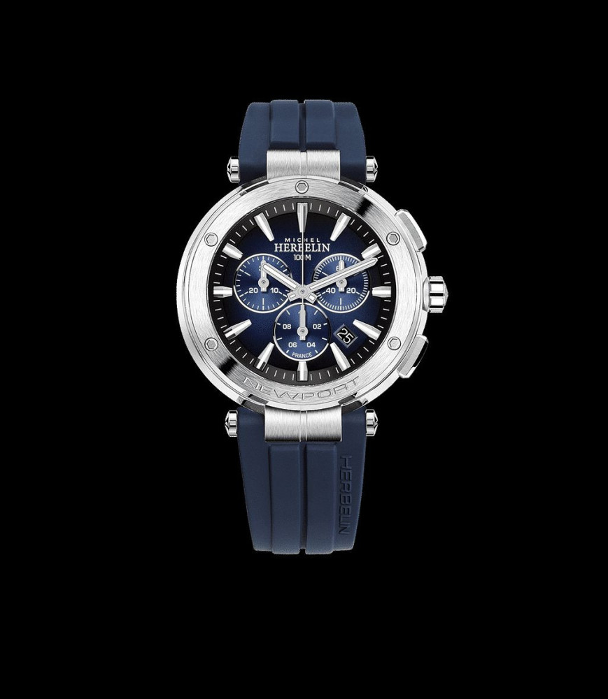 HERBELIN NEWPORT – CHRONOGRAPHE – ACIER, BLEU & NOIR