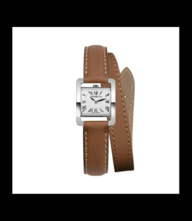 HERBELIN MONTRE Ve AVENUE – BRACELET DOUBLE – ACIER & CUIR BRUN