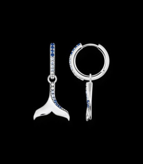 THOMAS SABO boucles d oreilles queue de baleine pierres bleues