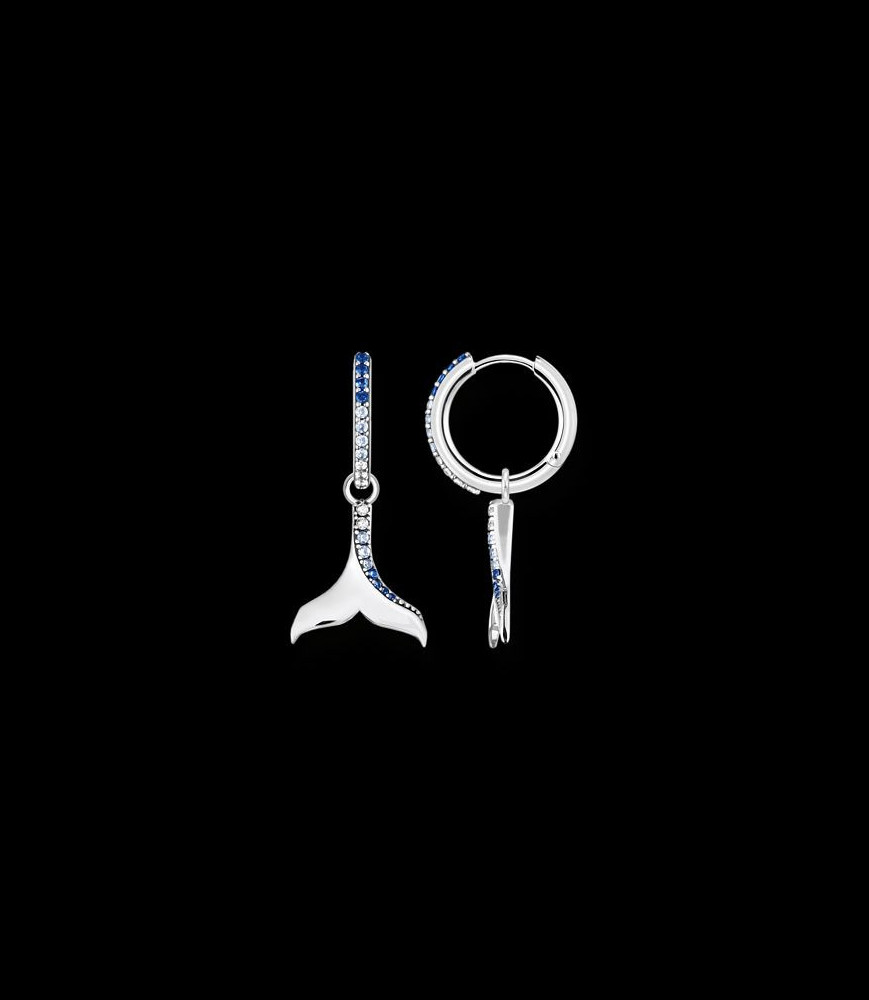 THOMAS SABO boucles d oreilles queue de baleine pierres bleues