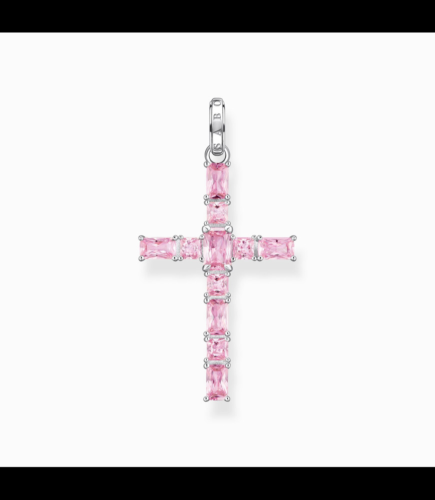 THOMAS SABO Pendentif croix avec pierres roses argent