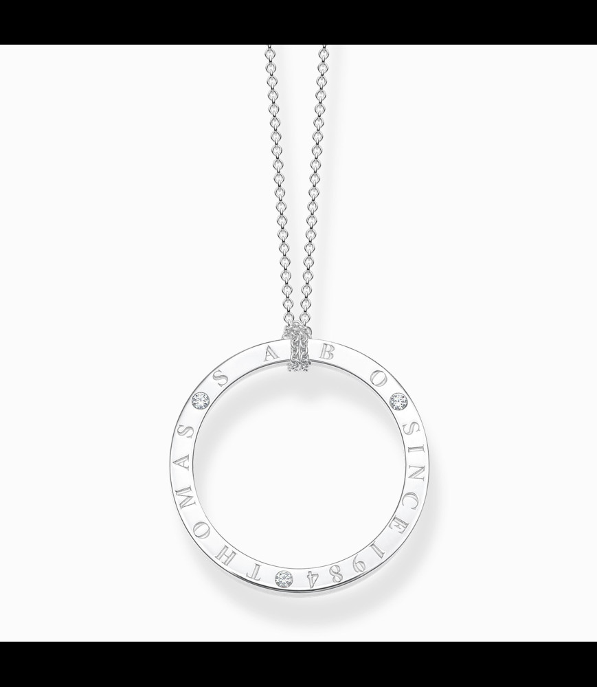THOMAS SABO Chaîne cercle avec pierres blanches argent LONGUEUR 90CM