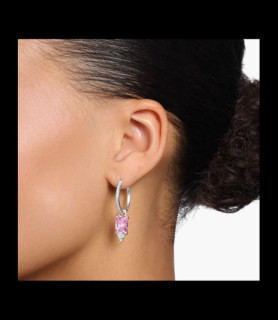 THIOMAS SABO Créoles avec pierres roses et blanches argent