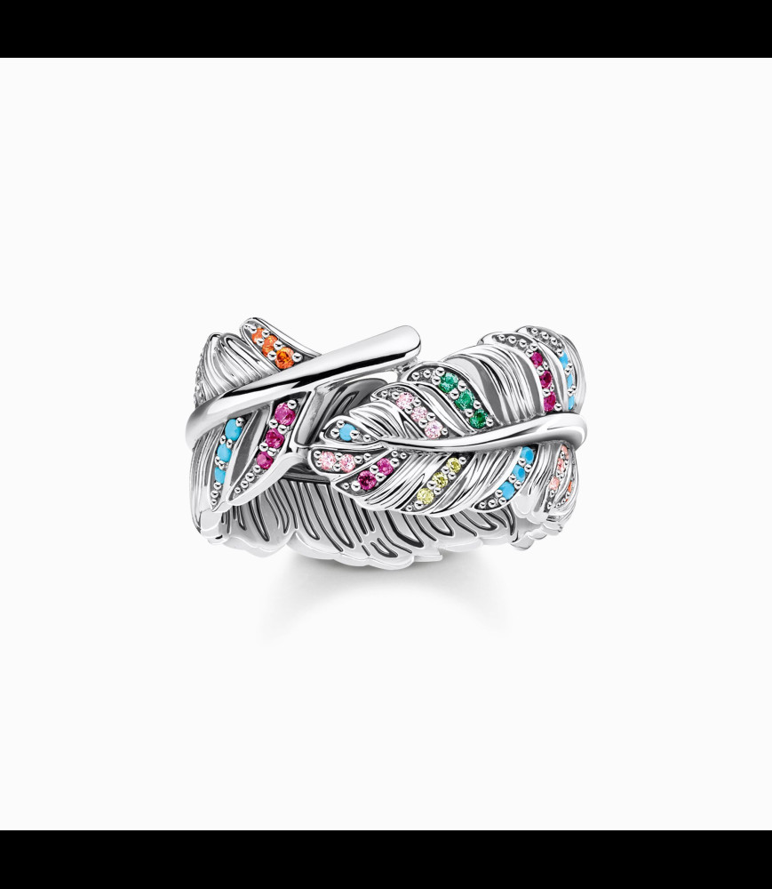 THOMAS SABO Bague Thomas Sabo Glam Soul Plume pierres couleurs en argent et pierres couleurs
