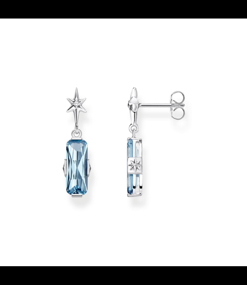 thomas sabo boucles d oreilles pierre bleue avec étoiles