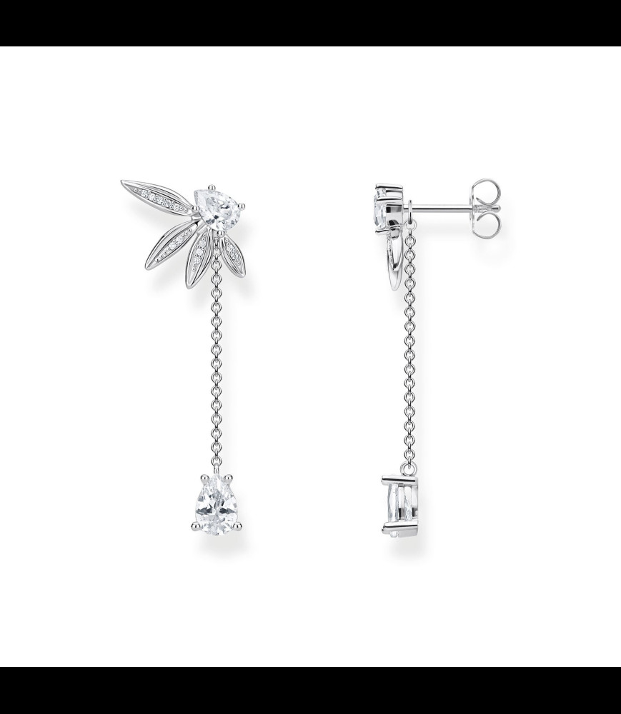 thomas sabo  Boucles d'oreilles feuilles avec chaîne grandes argent