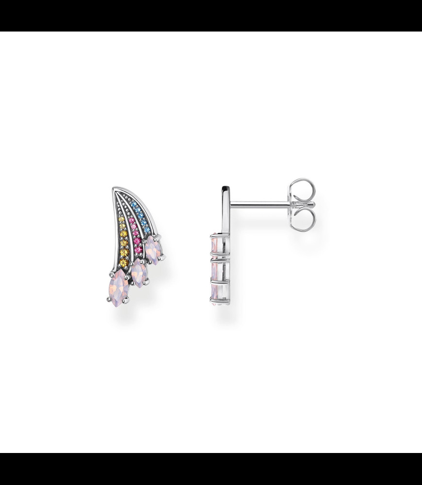 thomas sabo CLOUS D'OREILLES AILE DE COLIBRI MULTICOLORE ARGENT