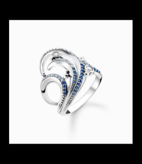 THOMAS SABO Bague vague vec pierres bleues   taille 54