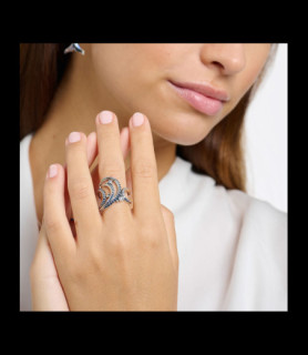 THOMAS SABO Bague vague vec pierres bleues   taille 54