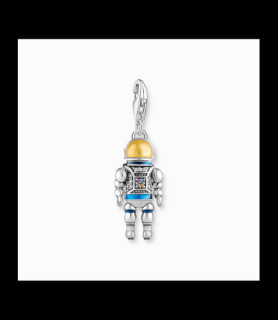 THOMAS SABO Pendentif Charm astronaute avec gemmes multicolores en argent noirci
