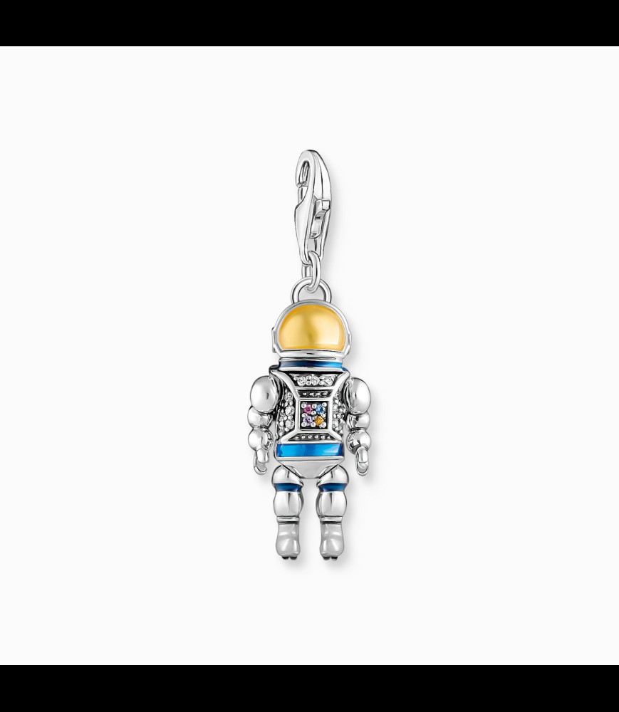 THOMAS SABO Pendentif Charm astronaute avec gemmes multicolores en argent noirci