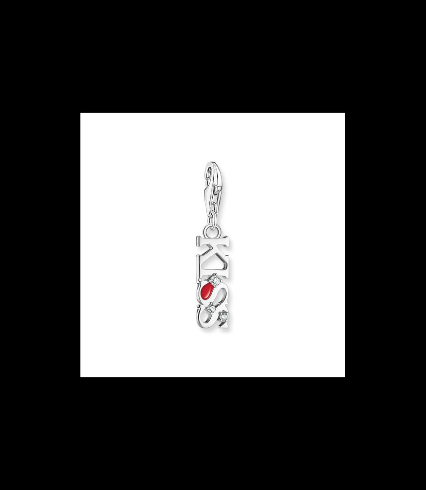 THOMAS SABO Breloque Charm KISS en argent, ornée de gemmes blanches