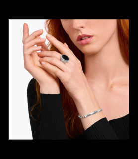 THOMAS SABO Chevalière sertie d’onyx noir, argent noirci TAILLE 64