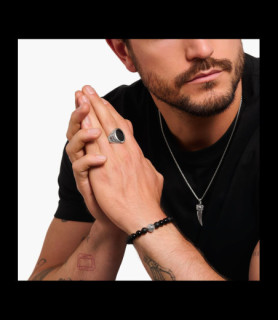 THOMAS SABO Chevalière sertie d’onyx noir, argent noirci TAILLE 64