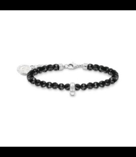 THOMAS SABO Bracelet à breloques en argent avec perles noires 19 CM