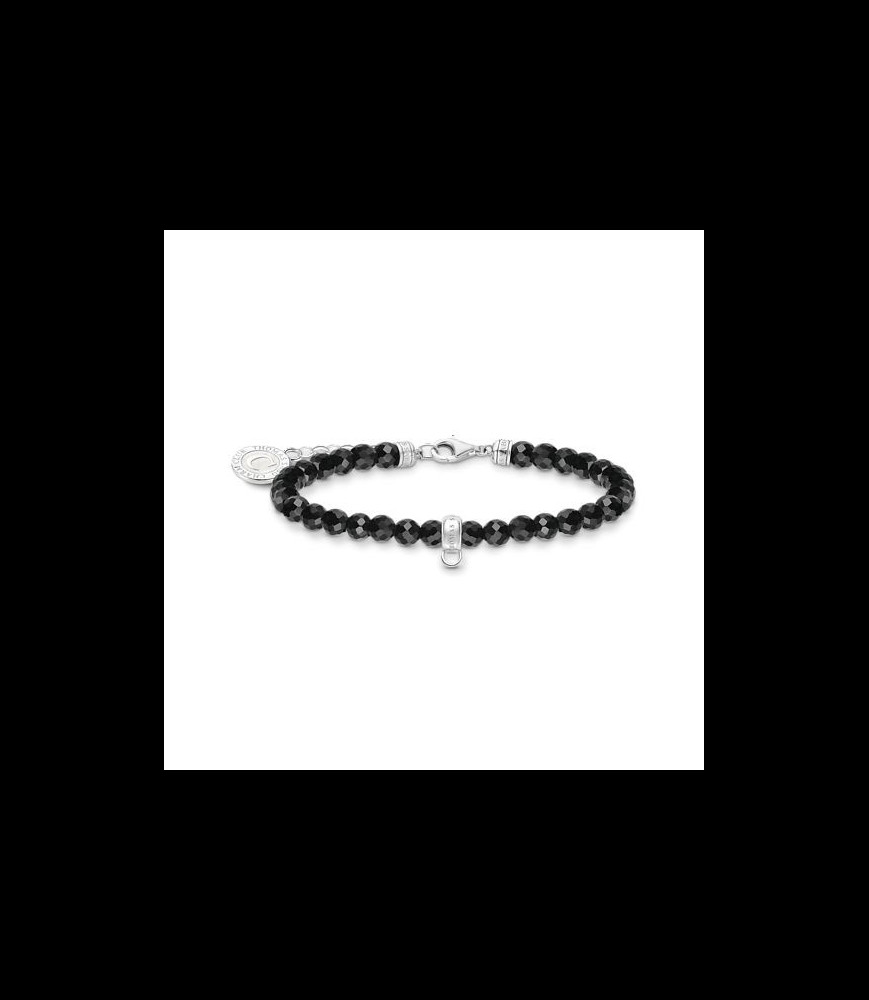 THOMAS SABO Bracelet à breloques en argent avec perles noires 19 CM