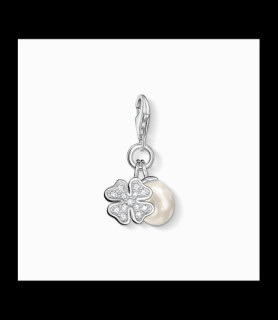 THOMAS SABO Pendentif charm's argent - Trèfle et perle