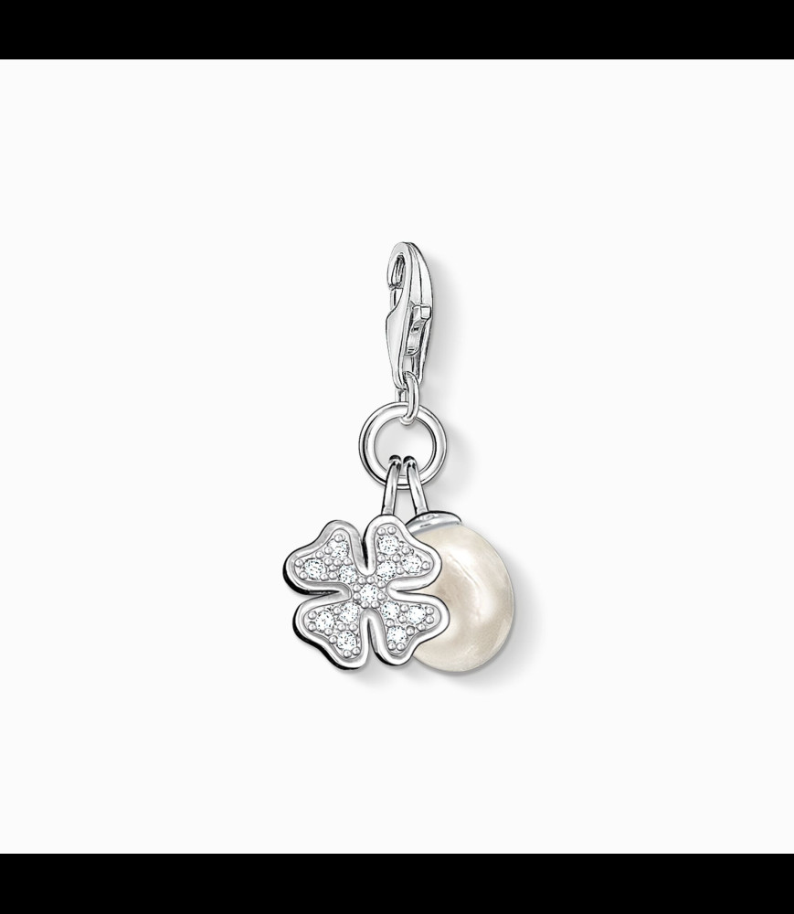 THOMAS SABO Pendentif charm's argent - Trèfle et perle