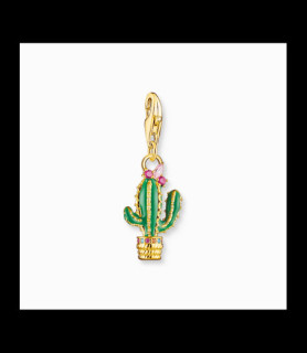 THOMAS SABO Pendentif Charm cactus vert plaqué or