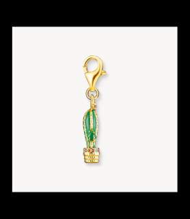 THOMAS SABO Pendentif Charm cactus vert plaqué or