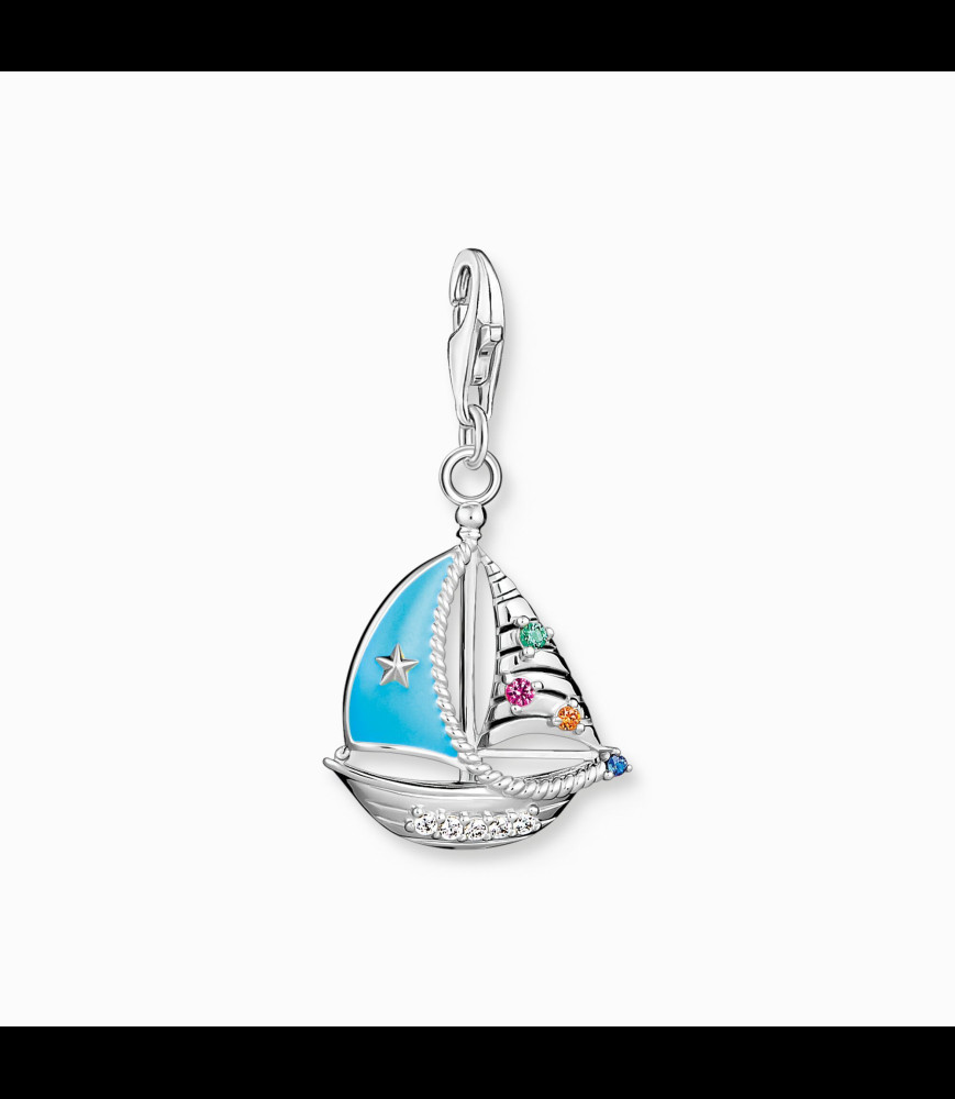 THOMAS SABO Pendentif Charm turquoises voilier argent