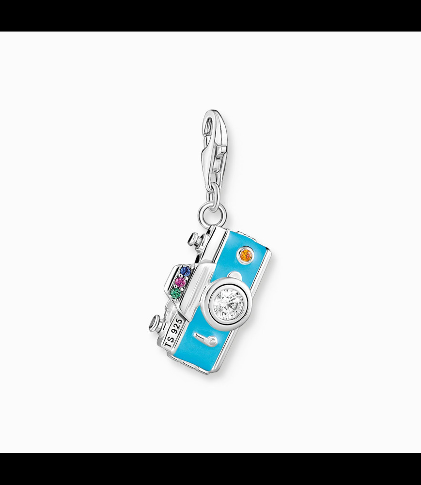 THOMAS SABO Pendentif Charm turquoises caméra rétro argent