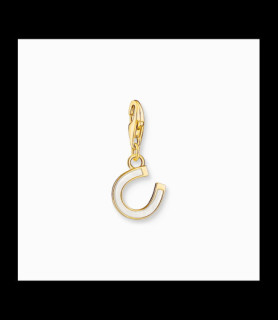 THOMAS SABO Pendentif Charm fer à cheval orné d’émail à froid blanc plaqué or